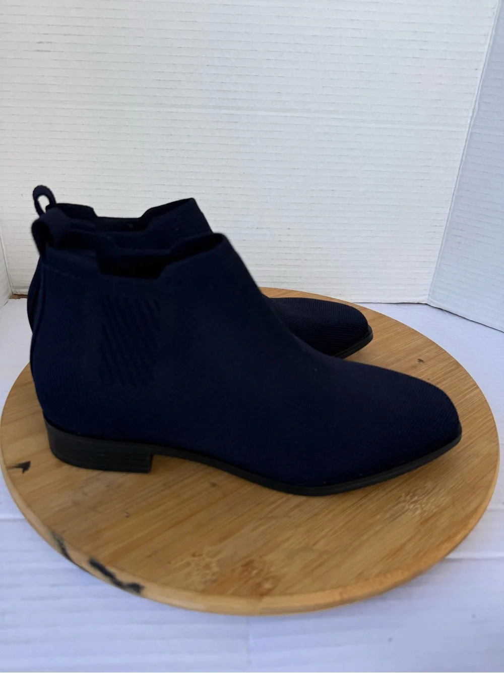 Vivaia Ryan Pro Square Toe Ankle Boots Women 37 7 Blue Navy Water-Repellent knit